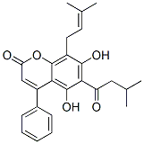 4-Phenyl-5,7-dihydroxy-6-(3-methylbutanoyl)-8-(3-methyl-2-butenyl)-2H-1-benzopyran-2-one Structure