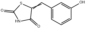 (5E)-5-(3-ヒドロキシベンジリデン)-1,3-チアゾリジン-2,4-ジオン 化学構造式
