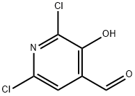 2,6-ジクロロ-3-ヒドロキシピリジン-4-カルボキシアルデヒド 化学構造式