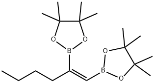 1-庚烯-1,2-二硼酸双(2,3-二甲基-2,3-丁二醇)乙酯 结构式