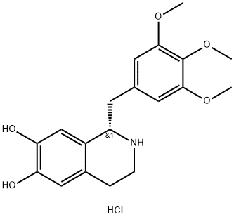 (S)-1,2,3,4-tetrahydro-6,7-dihydroxy-1-(3,4,5-trimethoxybenzyl)isoquinolinium chloride Struktur
