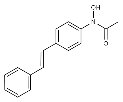 N-(p-スチリルフェニル)アセトヒドロキサム酸 化学構造式