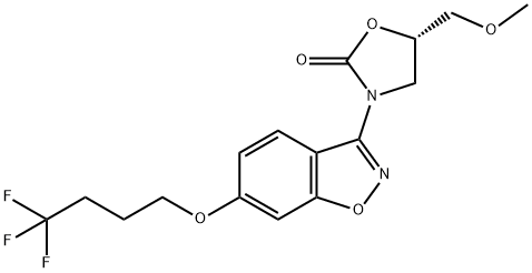 (5S)-5-(METHOXYMETHYL)-3-[6-(4,4,4-TRIFLUOROBUTOXY)-1,2-BENZOXAZOL-3-YL]-1,3-OXAZOLIDIN-2-ONE Struktur