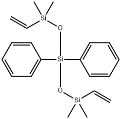 1,5-ジエテニル-1,1,5,5-テトラメチル-3,3-ジフェニルペンタントリシロキサン 化学構造式