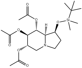 6,7,8-Indolizinetriol, 1-(1,1-dimethylethyl)dimethylsilyloxyoctahydro-, triacetate (ester), 1S-(1.alpha.,6.beta.,7.alpha.,8.beta.,8a.beta.)- Struktur