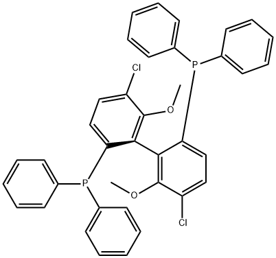 (S)-(-)-5,5'-ジクロロ-6,6'-ジメトキシ-2,2'-ビス(ジフェニルホスフィノ)-1,1'-ビフェニル, min. 95% (S)-Cl-MeO-BIPHEP(S)-Cl-MeO-BIPHEP 化学構造式