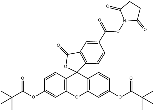 5-CARBOXYFLUORESCEIN DIPIVALATE N-HYDROXYSUCCINIMIDE ESTER Structure