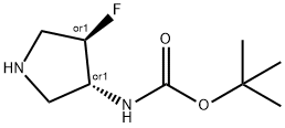 Carbamic acid, (4-fluoro-3-pyrrolidinyl)-, 1,1-dimethylethyl ester, trans- (9CI) Struktur