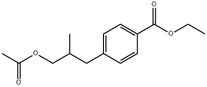 Benzoic acid, 4-[3-(acetyloxy)-2-methylpropyl]-, ethyl ester (9CI) Structure