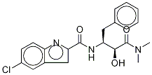 (2R,3S)-3-[(5-クロロ-1H-インドール-2-イル)ホルムアミド]-2-ヒドロキシ-N,N-ジメチル-4-フェニルブタンアミド 化学構造式