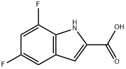 5,7-ジフルオロ-1H-インドール-2-カルボン酸 化学構造式