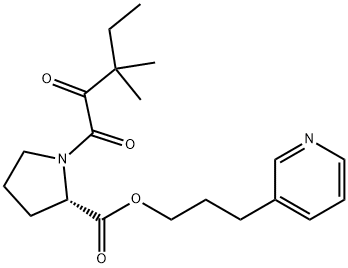 (S)-3-(Pyridine-3-yl)propyl-1-(3,3-dimethyl-2-oxo-pentanoyl)pyrrolidine-2-carboxylate Struktur