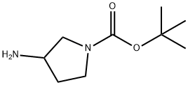 3-アミノ-1-(tert-ブトキシカルボニル)ピロリジン 化学構造式