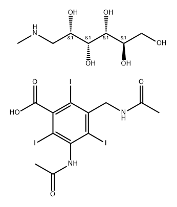 1-deoxy-1-(methylamino)-D-glucitol alpha,5-diacetamido-2,4,6-triiodo-m-toluate Struktur