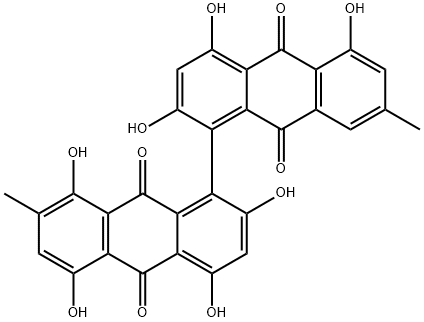 2,2',4,4',5,5',8-Heptahydroxy-7,7'-dimethyl[1,1'-bianthracene]-9,9',10,10'-tetrone Structure