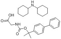 N-[[1-(1,1′-ビフェニル-4-イル)-1-メチルエトキシ]カルボニル]グリシン・N-シクロヘキシルシクロヘキサンアミン 化学構造式