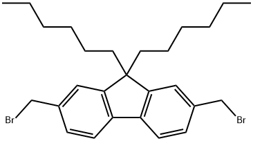2,7-ビス(ブロモメチル)-9,9-ジヘキシル-9H-フルオレン 化学構造式
