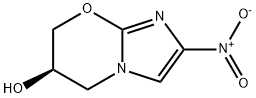 (R)-2-ニトロ-6,7-ジヒドロ-5H-イミダゾ[2,1-B][1,3]オキサジン-6-オール 化学構造式