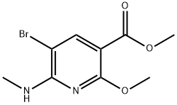 5-ブロモ-2-メトキシ-6-(メチルアミノ)ニコチン酸メチル 化学構造式