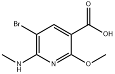 5-ブロモ-2-メトキシ-6-(メチルアミノ)ニコチン酸 化学構造式