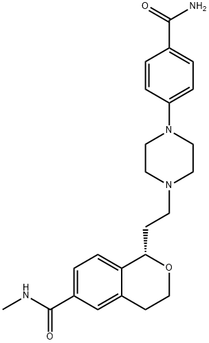 (1S)-1-[2-[4-[4-(AMINOCARBONYL)PHENYL]-1-PIPERAZINYL]ETHYL]-3,4-DIHYDRO-N-METHYL-1H-2-BENZOPYRAN-6-CARBOXAMIDE,187665-65-2,结构式
