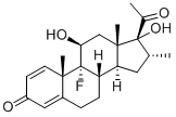 9-フルオロ-11β,17-ジヒドロキシ-16β-メチルプレグナ-1,4-ジエン-3,20-ジオン 化学構造式
