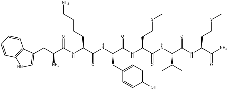 H-TRP-LYS-TYR-MET-VAL-MET-NH2 Structure