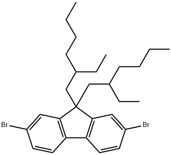 2,7-ジブロモ-9,9-ビス(2-エチルヘキシル)フルオレン 化学構造式