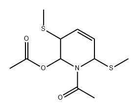 1-Acetyl-1,2,3,6-tetrahydro-3,6-bis(methylthio)-2-pyridinol acetate 结构式
