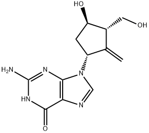 6H-Purin-6-one, 2-amino-1,9-dihydro-9-[(1R,3S,4R)-4-hydroxy-3-(hydroxymethyl)-2-methylenecyclopentyl]- Structure