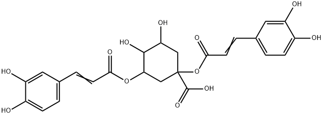 1,5-ビス[[3-(3,4-ジヒドロキシフェニル)-1-オキソ-2-プロペニル]オキシ]-3,4-ジヒドロキシシクロヘキサンカルボン酸 化学構造式