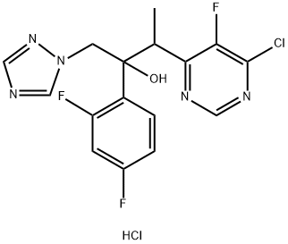 3-(6-氯-5-氟嘧啶-4-基)-2-(2,4-二氟苯基)-1-(1H-1,2,4-三唑-1-基)-2-丁醇盐酸盐,188416-20-8,结构式