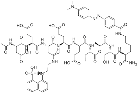 AC-ASP-GLU-ASP(EDANS)-GLU-GLU-ABU-L-LACTOYL-SER-LYS(DABCYL)-NH2, 188530-20-3, 结构式