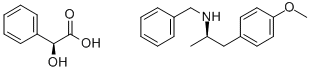 (2S)-羟基(苯基)乙酸 (2R)-N-苄基-1-(4-甲氧基苯基)丙-2-胺盐,188690-84-8,结构式