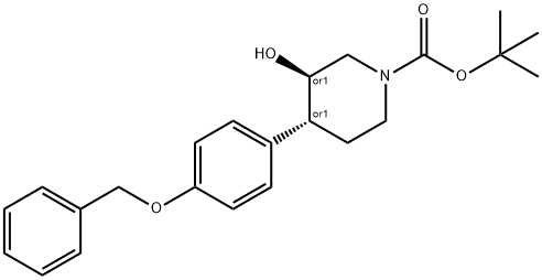 1-Piperidinecarboxylic acid, 3-hydroxy-4-[4-(phenylmethoxy)phenyl]-, 1,1-dimethylethyl ester, trans- Struktur