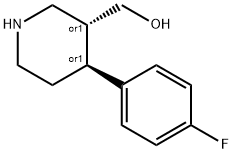 TRANS-4-(4'-FLUOROPHENYL)3-HYDROXYMETHYL)-PIPERIDINE 化学構造式
