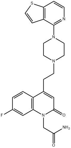 2-{7-FLUORO-2-OXO-4-[2-(4-THIENO[3,2-C]PYRIDIN-4-YLPIPERAZIN-1-YL)ETHYL]QUINOLIN-1(2H)-YL}ACETAMIDE, 189003-92-7, 结构式