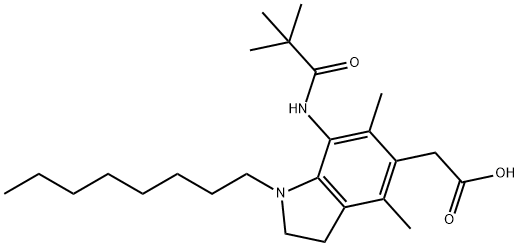 2-[7-(2,2-dimethylpropanoylamino)-4,6-dimethyl-1-octyl-2,3-dihydroindo l-5-yl]acetic acid Structure