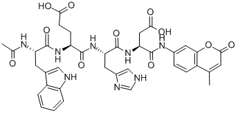 乙酰基色氨酰谷氨酰组氨酰天冬氨酸-7-氨基-4-甲基香豆素, 189275-74-9, 结构式