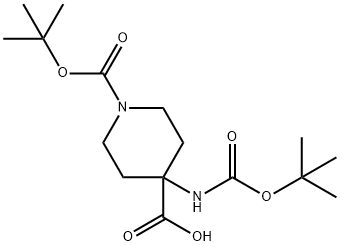 4-TERT-BUTOXYCARBONYLAMINO-PIPERIDINE-1,4-DICARBOXYLIC ACID MONO-TERT-BUTYL ESTER 化学構造式