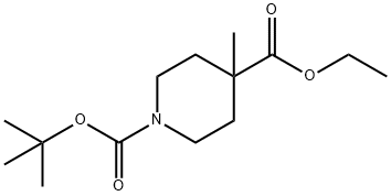 N-Boc-4-甲基-4-哌啶甲酸乙酯 结构式