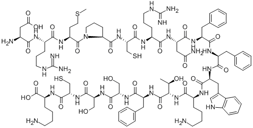 ASP-ARG-MET-PRO-CYS-ARG-ASN-PHE-PHE-TRP-LYS-THR-PHE-SER-SER-CYS-LYS (DISULFIDE BRIDGE CYS5-CYS16), 189450-19-9, 结构式