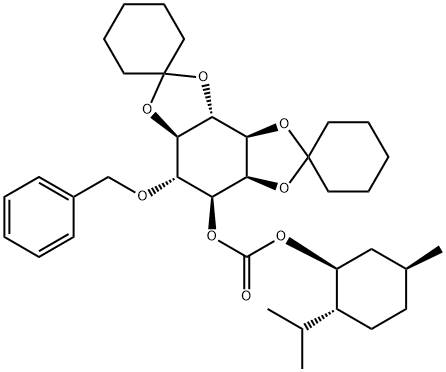 6-O-BENZYL-1-(+)-CARBOXYMENTHYL-2,3:4,5-DI-O-CYCLOHEXYLIDENE-L-MYO-INOSITOL Struktur