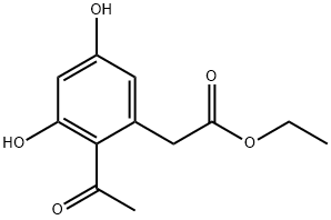 2-Acetyl-3,5-dihydroxyphenylacetic acid ethyl ester Struktur