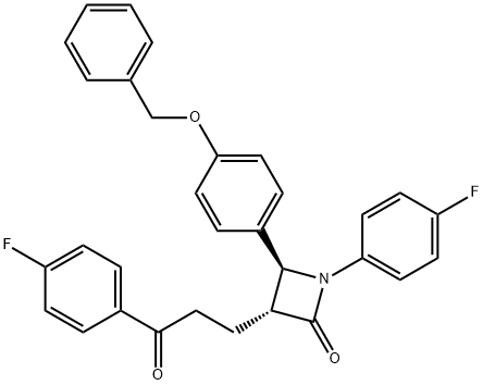 (3R,4S)-4-[4-(Benzyloxy)phenyl]-1-(4-fluorophenyl)-3-[3-(4-fluorophenyl)-3-oxopropyl]azetidin-2-one Struktur