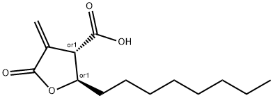 TRANS-テトラヒドロ-4-メチレン-2-オクチル-5-オキソ-3-フランカルボン酸 化学構造式