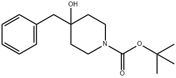 tert-butyl 4-benzyl-4-hydroxypiperidine-1-carboxylate Struktur