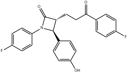 (3R,4S)-1-(4-氟苯基)-3-[3-(4-氟苯基)-3-氧代丙基]-4-(4-羟基苯基)氮杂环丁烷-2-酮,191330-56-0,结构式