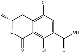 5-Chloro-8-hydroxy-3-methyl-1-oxoisochroman-7-carboxylic acid, 19165-63-0, 结构式