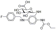 1-Deoxy-1-[[2-[(ethoxycarbonyl)aMino]-5-[[(4-fluorophenyl)Methyl]aMino]phenyl]aMino] β-D-Glucopyranuronic Acid Structure